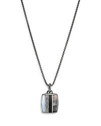 John Hardy Sterling Silver Black Onyx, Hematite & Black Mother of Pearl Carved Chain Pendant Necklace, 22