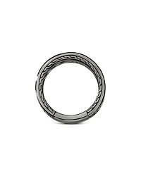 Sterling Silver Black Onyx, Hematite & Black Mother of Pearl Carved Chain Band Ring