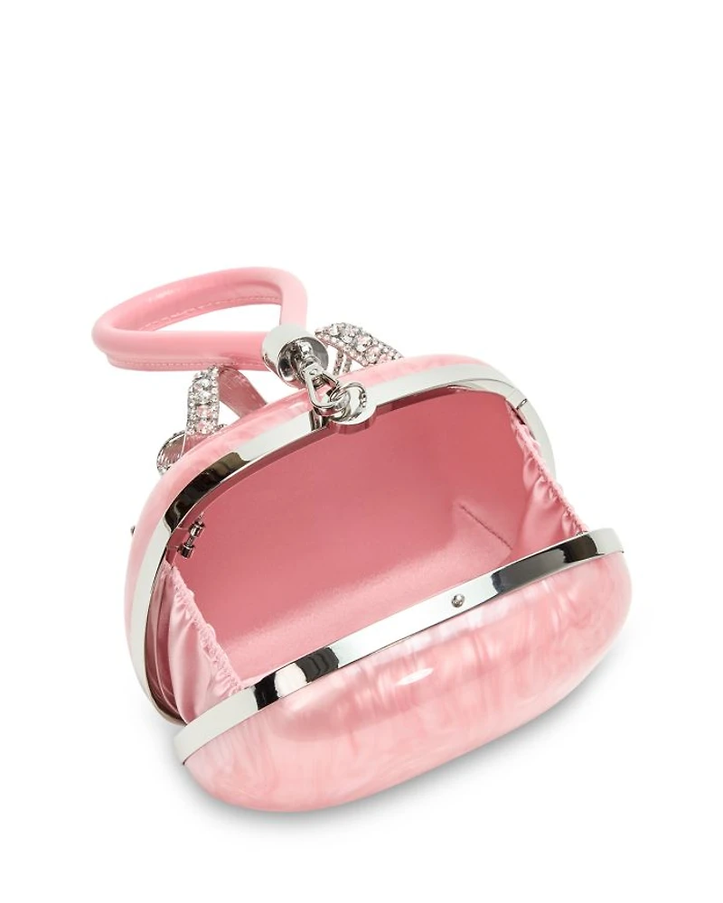 Pink Pearlescent Top Handle Clutch