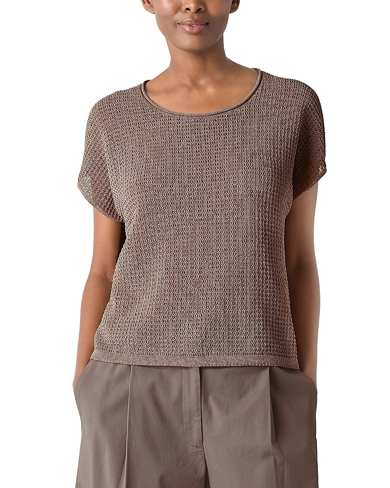 Eileen Fisher Cotton Jewel Neck Sweater