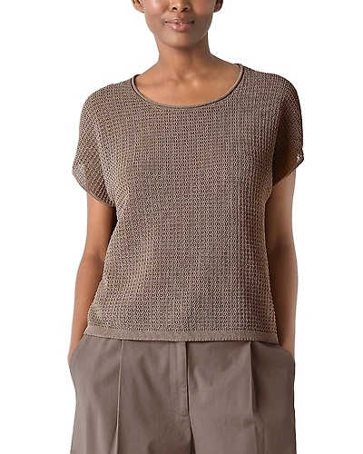 Eileen Fisher Cotton Jewel Neck Sweater