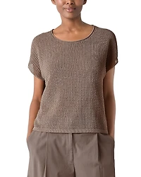 Eileen Fisher Cotton Jewel Neck Sweater