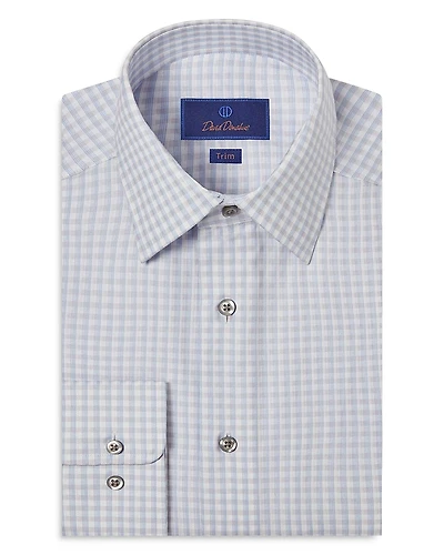 David Donahue Trim Fit Dobby Twill Check Dress Shirt