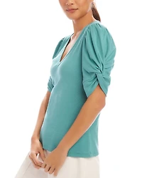 Ribbed Twist Sleeve Top