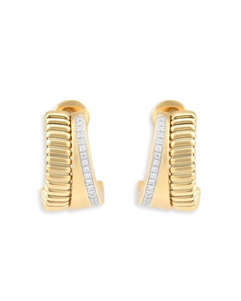 18K Yellow Gold Via Mercanti Diamond Hoop Earrings
