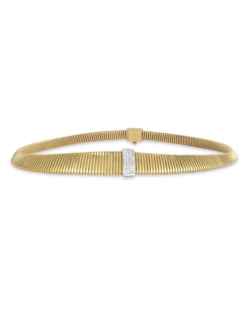 18K Yellow Gold Via Mercanti Tubogas Diamond Pavé Collar Necklace, 17.3"