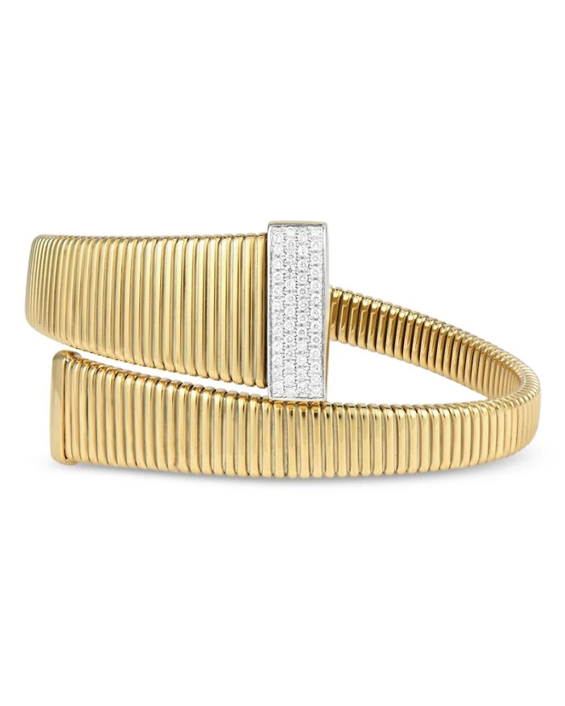 18K Yellow Gold Via Mercanti Tubogas Diamond Accent Bracelet