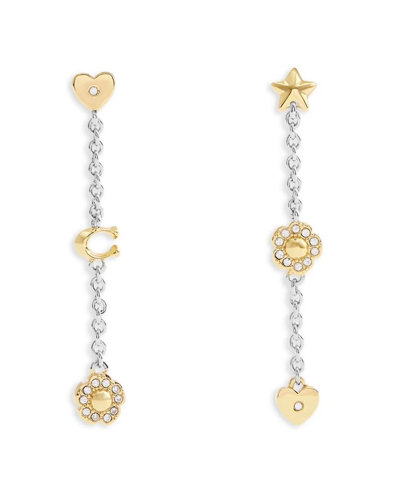 Signature Tea Rose & Heart Linear Earrings