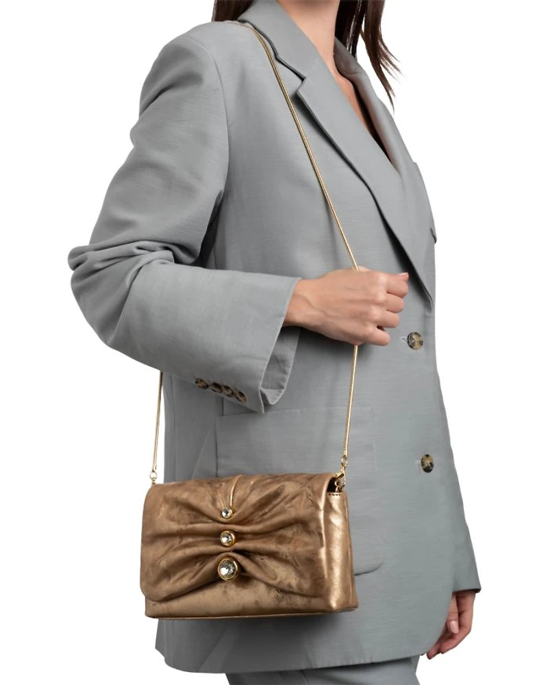 Ruched Crystal Crossbody