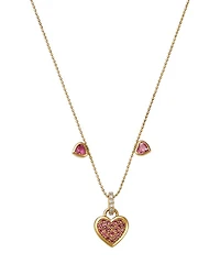 14K Yellow Gold Diamond & Pink Tourmaline Heart Pendant Necklace, 18"