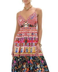 Tiered Mixed Print Dress