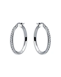 Cubic Zirconia Channel Set Hoop Earrings in Sterling Silver - Exclusive