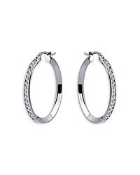 Aqua Cubic Zirconia Channel Set Hoop Earrings
