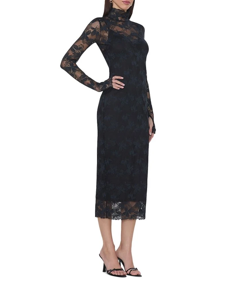Shailene Leaf Lace Midi Dress