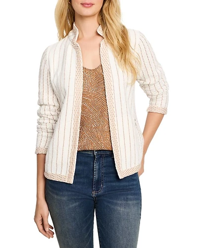 Pinstriped Notched Collar Jacket