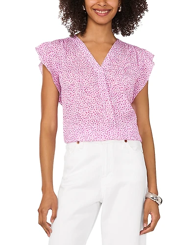 Vince Camuto Ruffled Sleeve V Neck Top