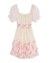 Girls' Smocked Tiered Ruffle Chiffon Dress - Big Kid