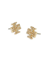 Kira Pavé Double T Stud Earrings Gold Tone