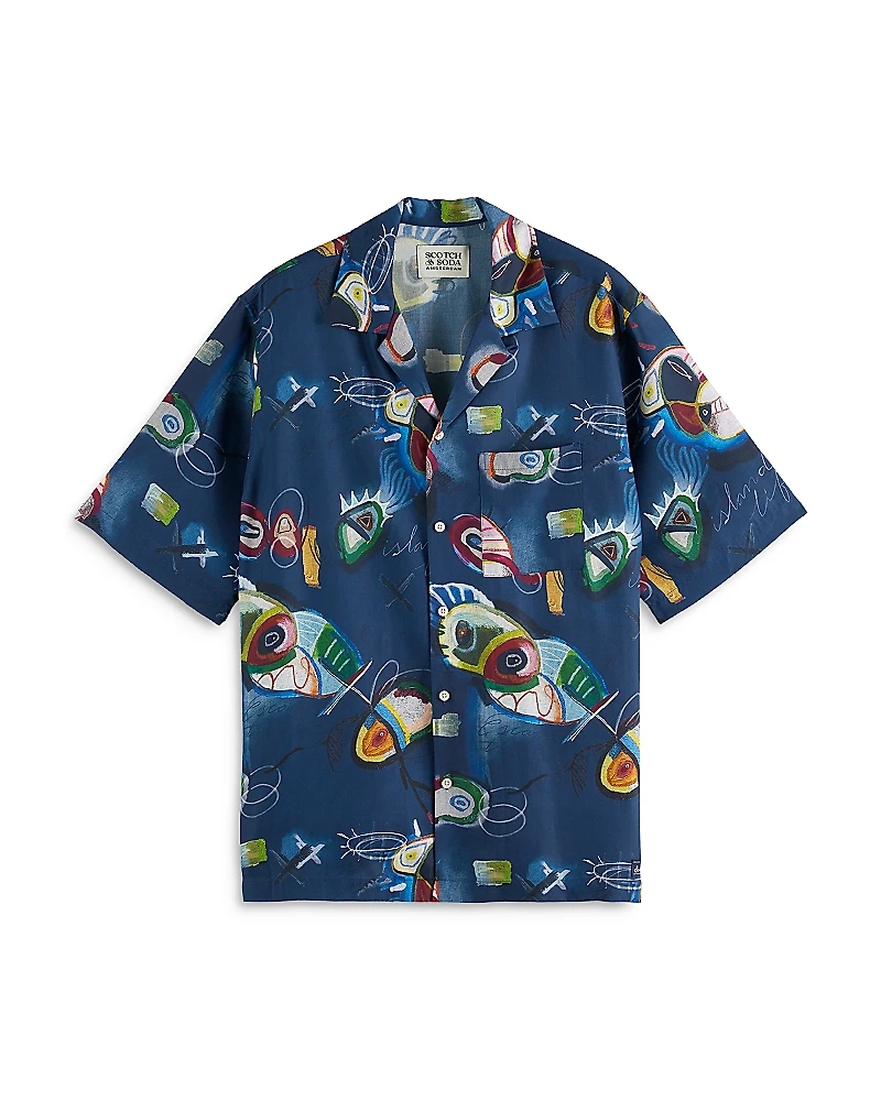 Scotch & Soda Short Sleeve Printed Camp Shirt