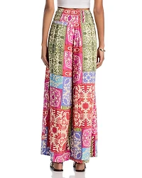 Mixed Print Smocked Waist Wide Leg Pants - Exclusive