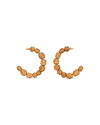 Cult Gaia Akira Green Beaded C Hoop Earrings