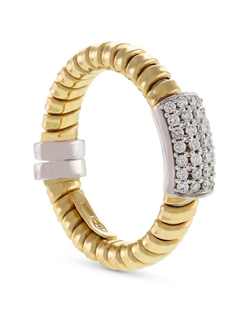18K Yellow Gold Via Mercanti Tubogas Diamond Pavé Ring