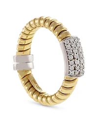 18K Yellow Gold Via Mercanti Tubogas Diamond Pavé Ring