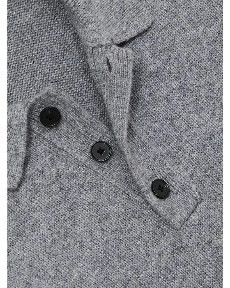Jacob Relaxed Fit Quarter Button Long Sleeve Wool Knit Polo