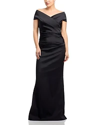 Satin Stretch Off The Shoulder Gown