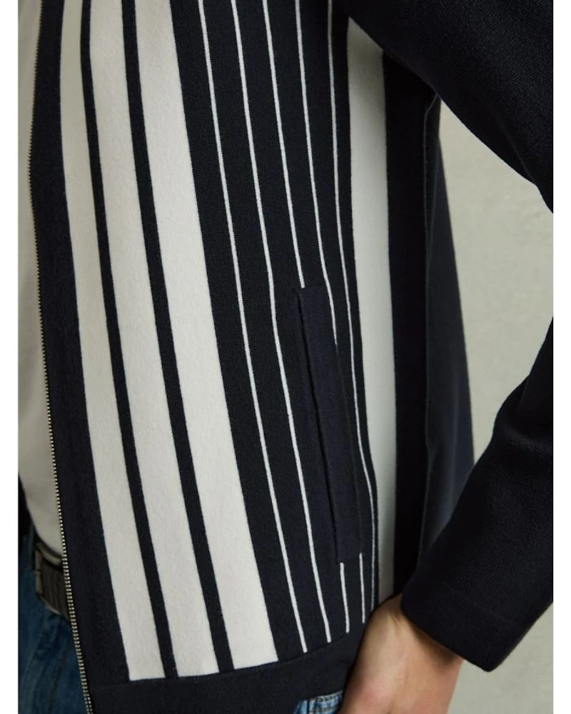 Ambient Regular Fit Striped Through Knit Jacket