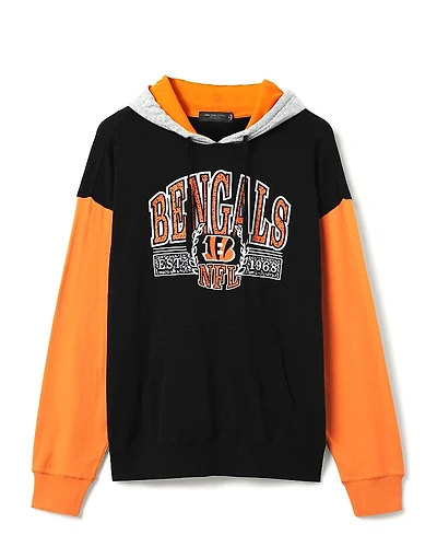 Junk Food Clothing Unisex Nfl Cincinnati Bengals Tri Color Block Hoodie