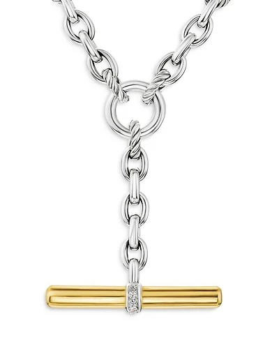 Mercer Petite Toggle Chain Necklace Sterling Silver and 18K Yellow Gold with Diamonds, 4.5mm