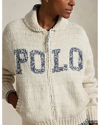 Logo Shawl Collar Full Zip Cardigan