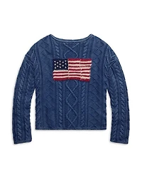 Flag Aran Knit Cotton Sweater