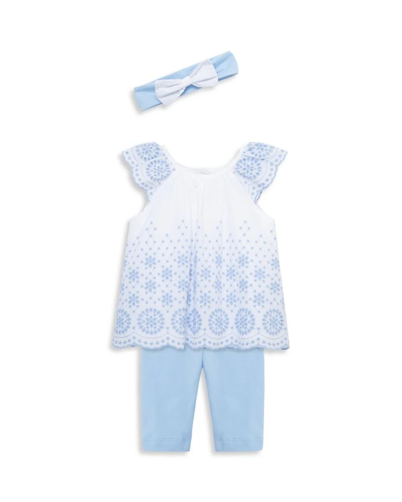 Girls' Eyelet Top, Leggings & Headband Set - Baby