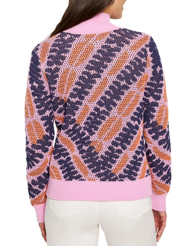 Jacquard Mesh Squiggly Pullover