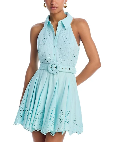 Eyelet Buckle Belt Mini Dress
