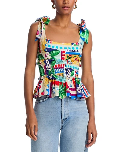 Cherry Smocked Tie Tank Top - Exclusive