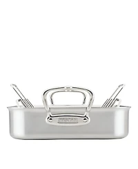 Provisions 14.5-Inch Clad Stainless Steel Roaster with Rack, Small