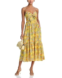Aqua Lemon Tie Front Midi Dress - Exclusive