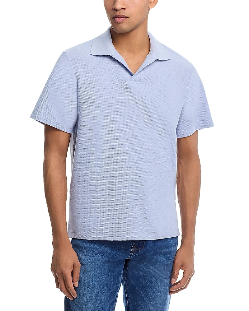 Frame Jacquard Short Sleeve Open Collar Polo Shirt