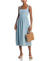 Aqua Denim Tank Midi Dress - Exclusive