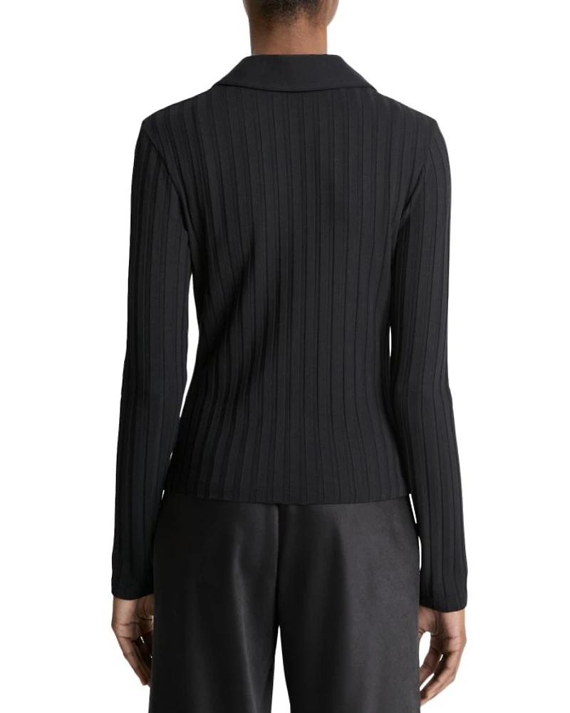 Rib Knit Collared Cardigan