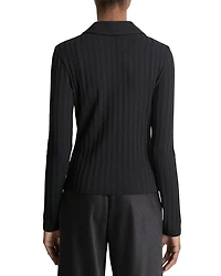 Rib Knit Collared Cardigan