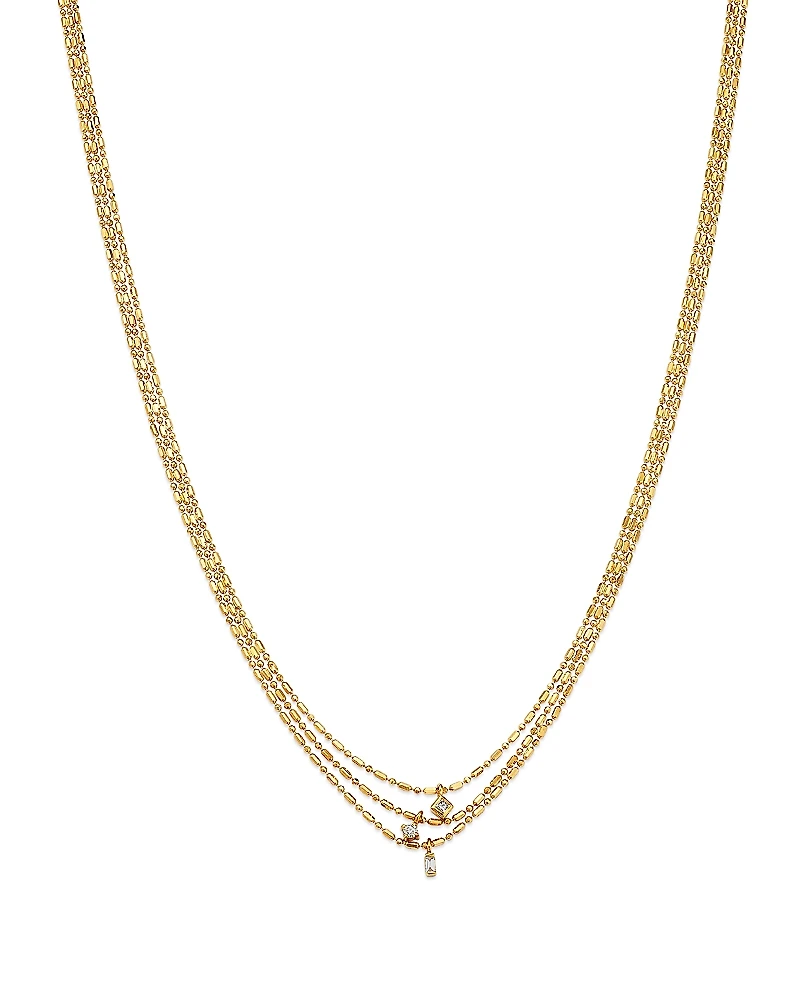 Zoe Chicco 14K Yellow Gold Paris Diamond Mixed Cut Layered Pendant Necklace, 16-18