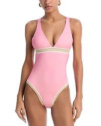 Platinum inspired by Solange Ferrarini Halter One Piece Swimsuit