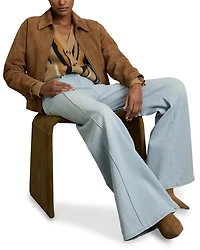 Petite Heather Mid Rise Wide Leg Jeans