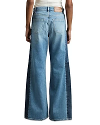 Briar High Rise Contrast Panel Wide Leg Jeans Light Blue