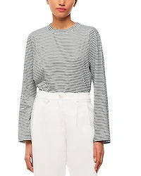 Whistles Striped Long Sleeve Crop Tee