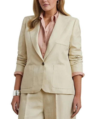 Plus Linen Blend Twill Blazer